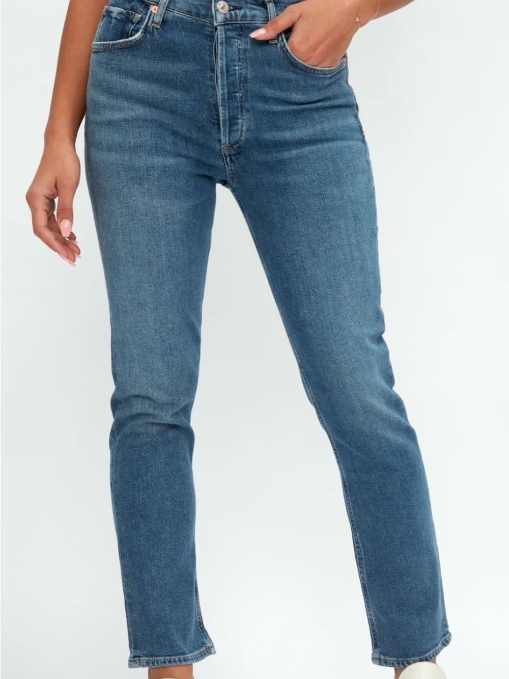 Citizens Of Humanity Charoltte Straight Leg Jeans in Medium Blue Denim